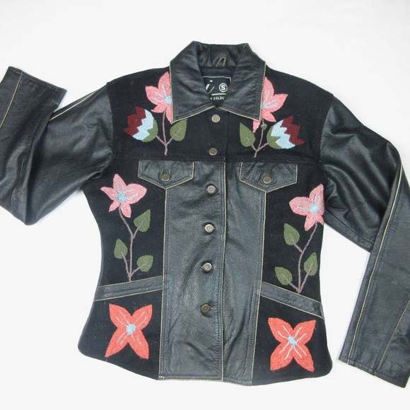 VTG Genuine Leather Boho Biker Jacket, Sz M L - Picture 2 of 9